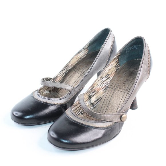 Bobbi Blu Anthropologie Black Leather Cap Heels - Picture 5 of 12